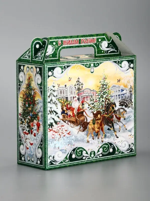 Подарочная коробка новогодняя «Чудо тройка» Чемоданчик малый, 17.3×6.5×15 см Подарочная коробка новогодняя «Чудо тройка» Чемоданчик малый, 17.3×6.5×15 см