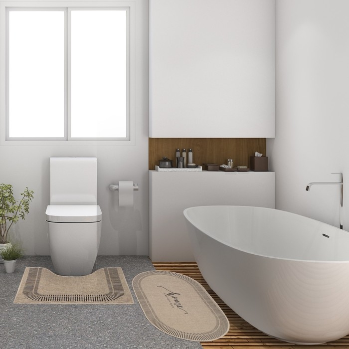 Набор ковриков для ванной Этель Набор ковриков для ванной Этель "Happy place" 2 шт, 48х78 см, 40х45 см