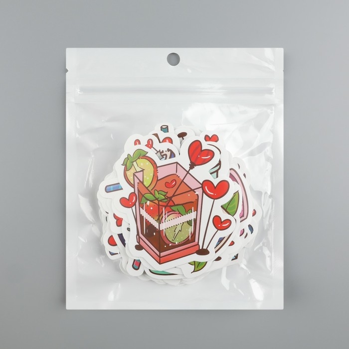 Наклейки пластик Наклейки пластик "Цветы любви" набор 60 шт 10х12 см