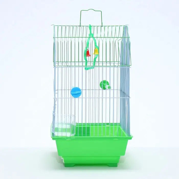 Клетка для птиц укомплектованная Bd-1/4f, 30 х 23 х 39 см, зелёная (фасовка 12 шт)