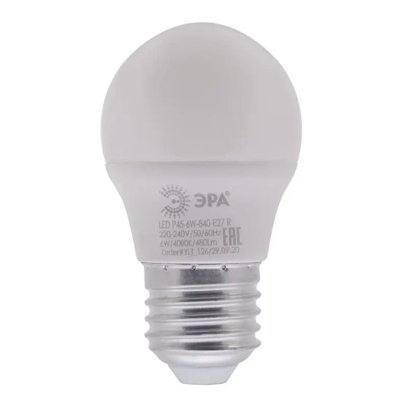 Лампа светодиодная LED 6 Вт 480Лм 4000К шар нейтральный E27 220-240В LED P45-6W-840-E27 Red Line
