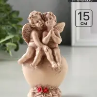 Фигурка гипс &laquo;Ангелочки на сердце&raquo;, 15 см, эффект старения, слоновая кость