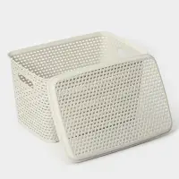 Корзина для хранения &laquo;Ротанг&raquo;, 23 л, 45&times;30&times;26.5 см, с крышкой, белая