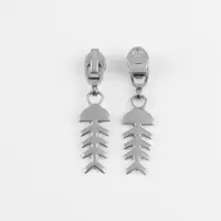 Бегунок для молнии &laquo;Спираль&raquo;, №3, &laquo;Рыба&raquo;, 10 шт., цвет никель