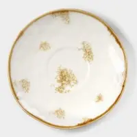 Чайная пара Доляна Organic Gold, чашка 230 мл, блюдце d=16 см, фарфор, белая