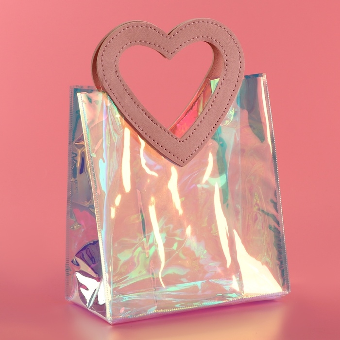 Пакет подарочный из ПВХ, розовый, ирридисцентный, 20 х 18 х 10 см Пакет подарочный из ПВХ, розовый, ирридисцентный, 20 х 18 х 10 см