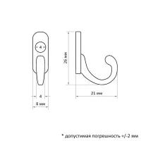 Крючок мебельный ТУНДРА TKO006, однорожковый, бронза