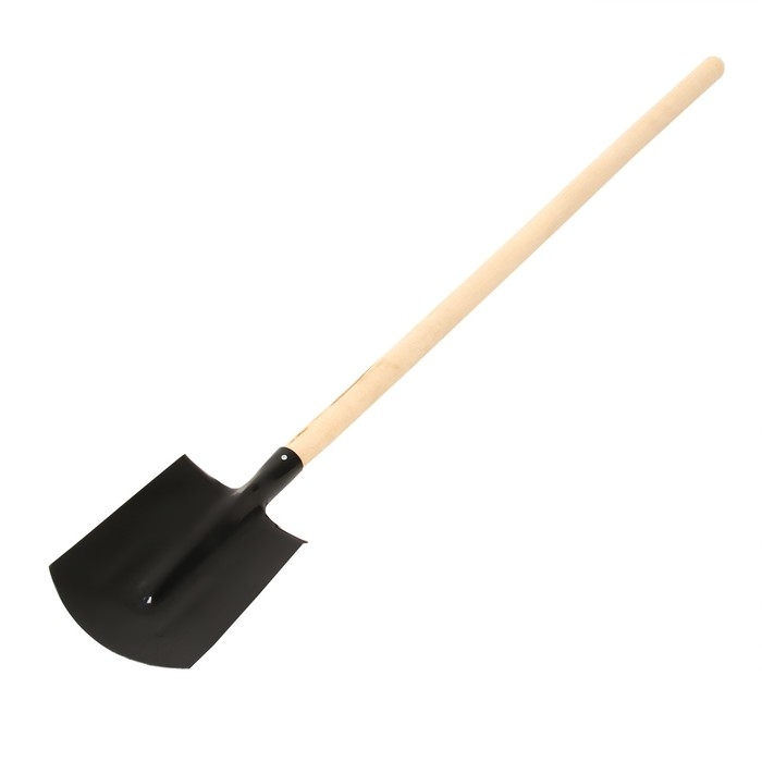 Лопата штыковая, прямоугольная, L = 144 см, деревянный черенок Лопата штыковая, прямоугольная, L = 144 см, деревянный черенок