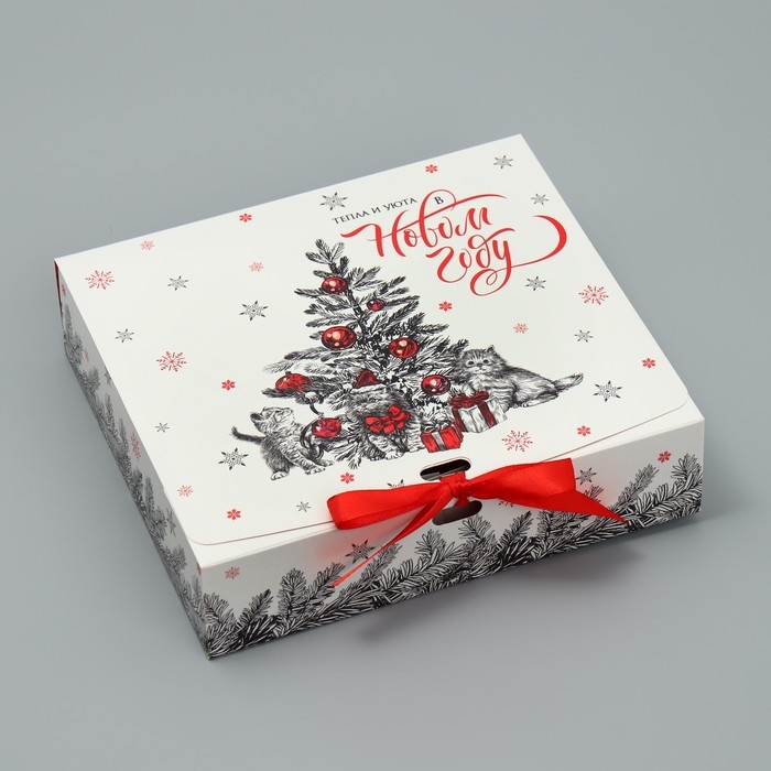 Коробка подарочная новогодняя складная двухсторонняя «Тепла и уюта », 20 х 18 х 5 см, Новый год Коробка подарочная новогодняя складная двухсторонняя «Тепла и уюта », 20 х 18 х 5 см, Новый год