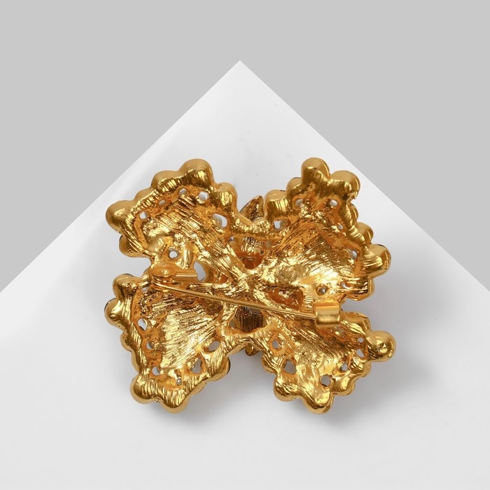 Брошь &laquo;Цветок&raquo; бант, цвет бело-серый в матовом золоте