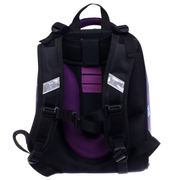 Рюкзак каркасный школьный 38 х 30 х 16 см, эргономичная спинка, Stavia "Тильда", голубой/сиреневый/серый