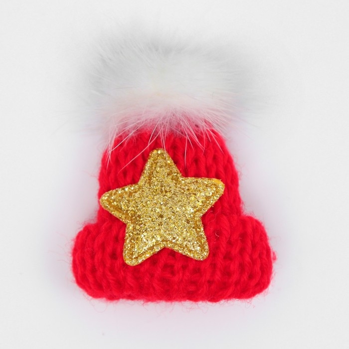 Брошь новогодняя  Брошь новогодняя "Шапочка тёплая", цвет красный