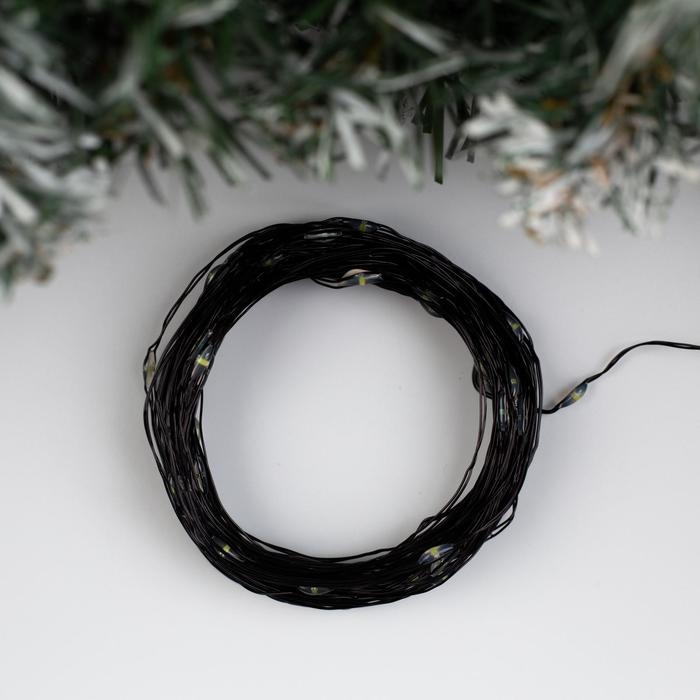 Гирлянда «Нить» 10 м роса, IP20, чёрная нить, 100 LED, свечение белое, 12 В Гирлянда «Нить» 10 м роса, IP20, чёрная нить, 100 LED, свечение белое, 12 В