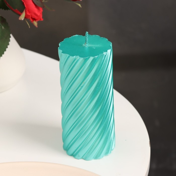 Свеча-цилиндр Свеча-цилиндр "Спираль", 5х10 см, тиффани, металлик, 6 ч