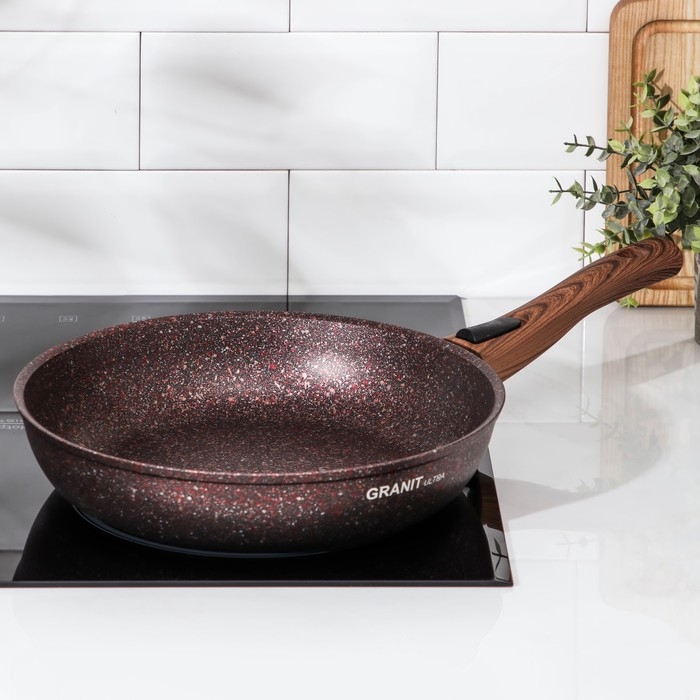 Сковорода Granit ultra, d=28 cм, съёмная ручка, антипригарное покрытие, цвет коричневый