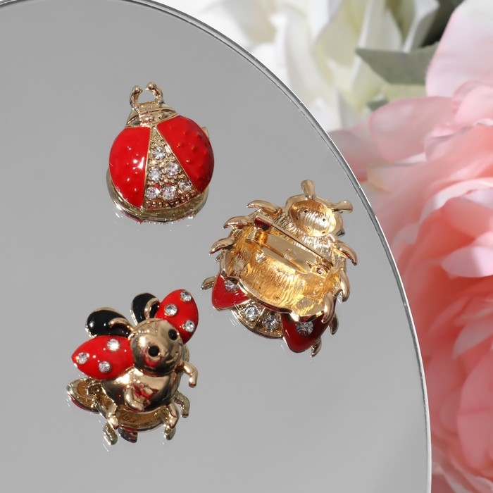Брошь «Божья коровка» форма МИКС, цвет красно-чёрный в золоте (неделимая фасовка 12 шт., цена за шт.) Брошь «Божья коровка» форма МИКС, цвет красно-чёрный в золоте (неделимая фасовка 12 шт., цена за шт.)