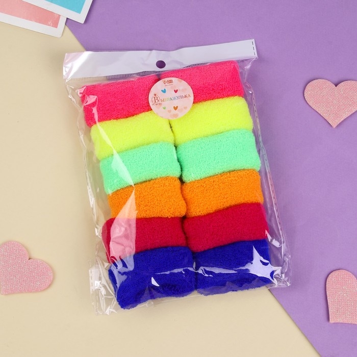 Резинка для волос Резинка для волос "Махрушка" (набор 12 шт) макси колор , 4 см