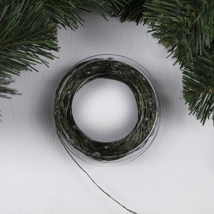 Гирлянда «Нить» 50 м роса, IP44, зелёная нить, 500 LED, свечение белое, 8 режимов, 31 В Гирлянда «Нить» 50 м роса, IP44, зелёная нить, 500 LED, свечение белое, 8 режимов, 31 В