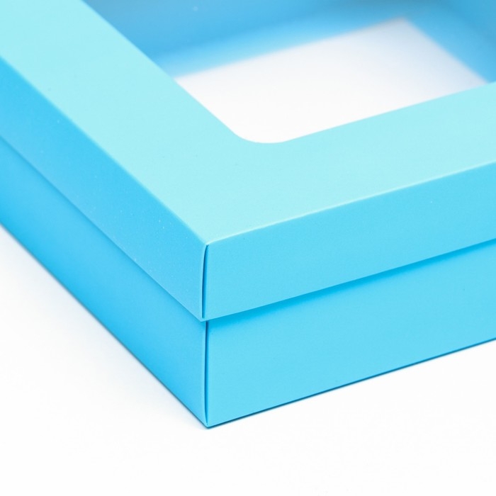 Коробка подарочная складная, упаковка, крышка-дно, бирюзовая, с окном 20 х 20 х 6 см Коробка подарочная складная, упаковка, крышка-дно, бирюзовая, с окном 20 х 20 х 6 см