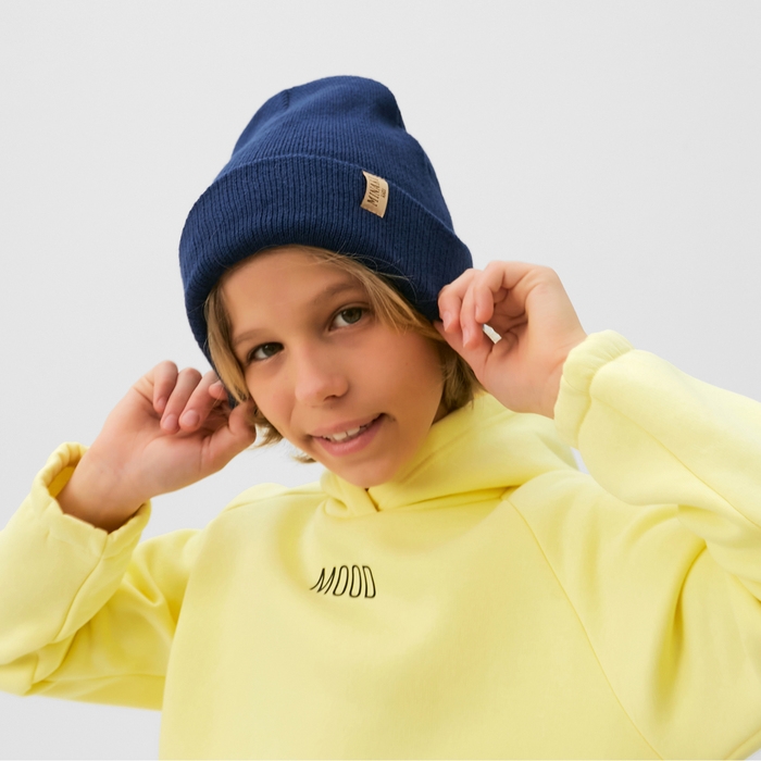 Шапка детская MINAKU с отворотом р-р 52-56, цв.синий