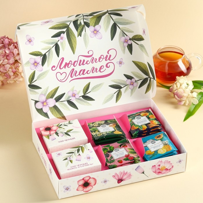 Набор с чаем «Любимой мамочке», весовой чай 40 г (2 шт. х 20 г)., чай в пакетиках 21,6 (12 шт. х 1,8 г). Набор с чаем «Любимой мамочке», весовой чай 40 г (2 шт. х 20 г)., чай в пакетиках 21,6 (12 шт. х 1,8 г).