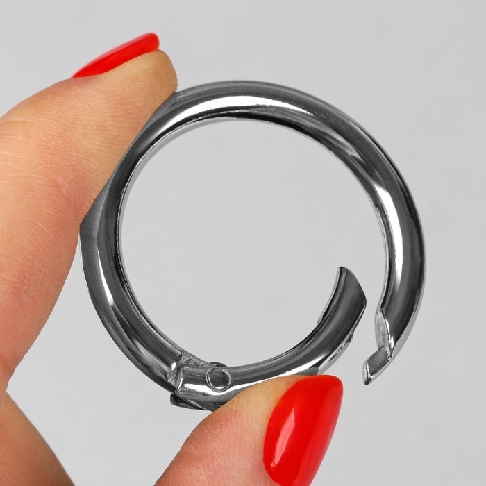 Кольцо-карабин, d = 32/40 мм, толщина - 4 мм, 5 шт, цвет серебряный Кольцо-карабин, d = 32/40 мм, толщина - 4 мм, 5 шт, цвет серебряный