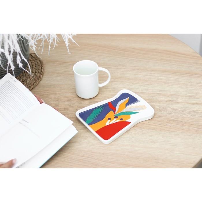 Чайная пара керамическая «Абстракция», кружка 200 мл, блюдце 17.8х13.3 см, цвет белый Чайная пара керамическая «Абстракция», кружка 200 мл, блюдце 17.8х13.3 см, цвет белый