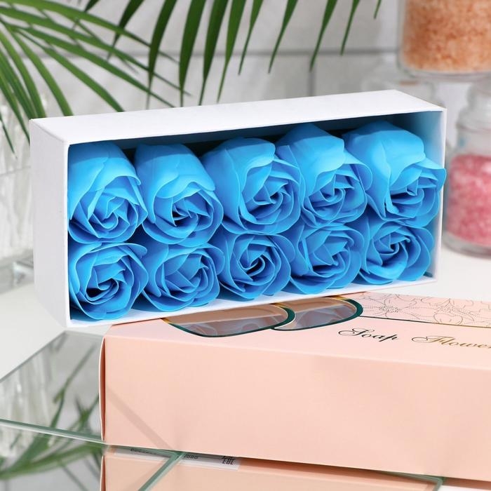 Мыльные розочки, синие, набор 10 шт. Мыльные розочки, синие, набор 10 шт.