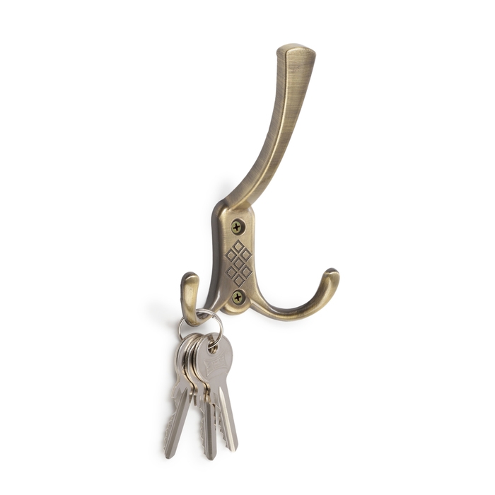 Крючок мебельный ТУНДРА TKT003 LIGHT, трехрожковый, бронза Крючок мебельный ТУНДРА TKT003 LIGHT, трехрожковый, бронза