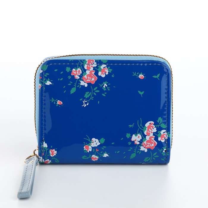 Кошелёк женский на молнии, лакированный, цвет синий Кошелёк женский на молнии, лакированный, цвет синий