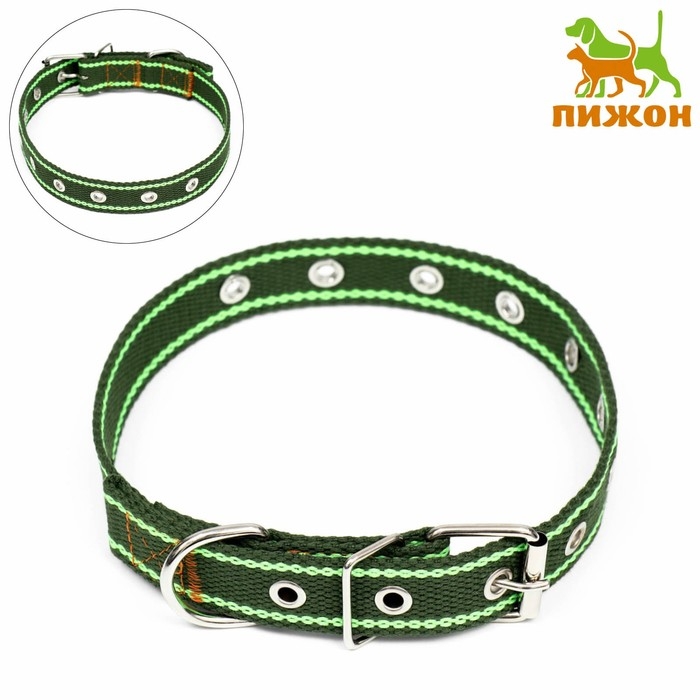 Ошейник брезентовый безразмерный однослойный, 58 х 2,5 см, хаки/салатовый Ошейник брезентовый безразмерный однослойный, 58 х 2,5 см, хаки/салатовый