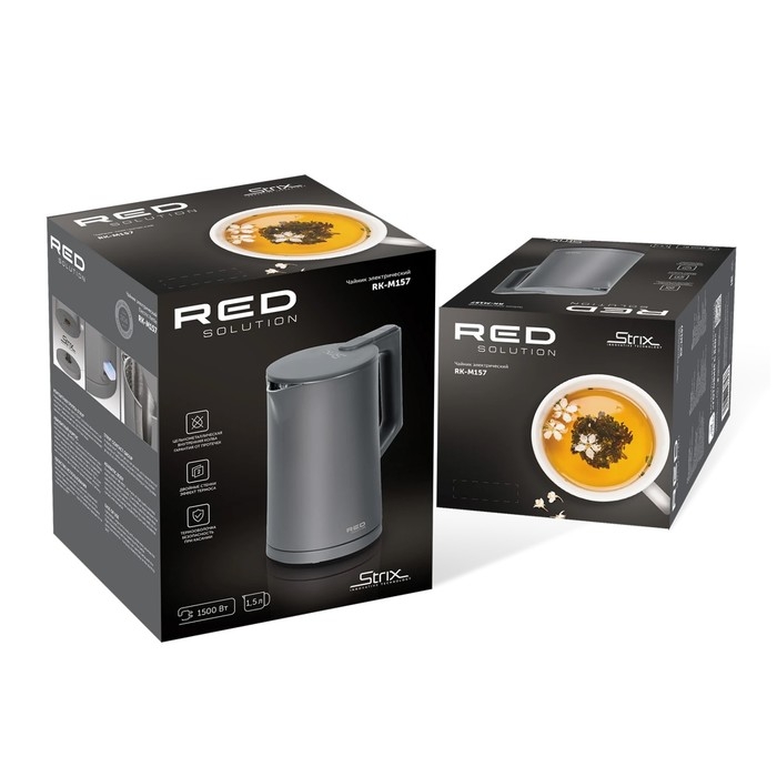 Чайник электрический RED Solution RK-M157, пластик, колба металл, 1,5 л, 1500 Вт Чайник электрический RED Solution RK-M157, пластик, колба металл, 1,5 л, 1500 Вт