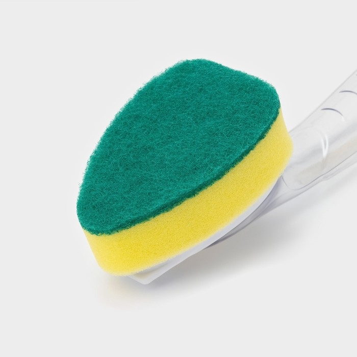 Губка для посуды Доляна, с ручкой дозатором, поролон, абразивное покрытие, 24×5,5×8 см Губка для посуды Доляна, с ручкой дозатором, поролон, абразивное покрытие, 24×5,5×8 см