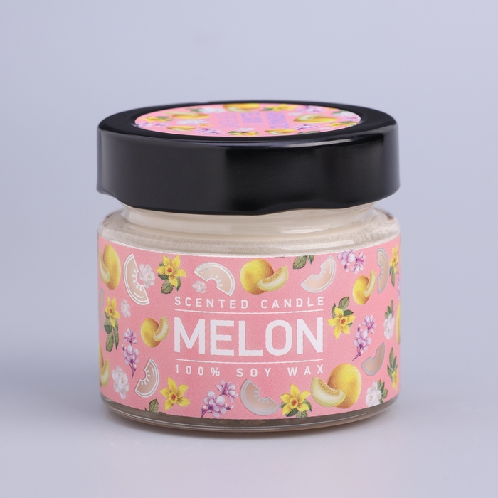 Свеча ароматическая в банке  Свеча ароматическая в банке "Сочная дыня", совый воск, 80 г