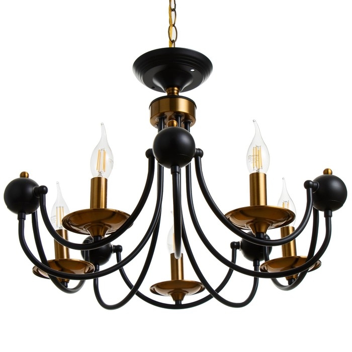 Люстра Люстра "Фломи" 5хЕ14 40Вт черно-золотой 60х73х60 см BayerLux