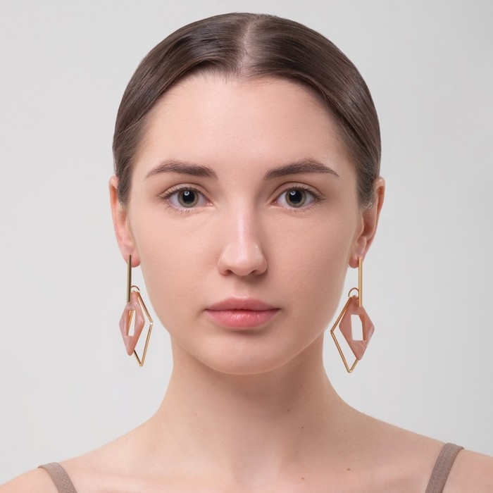 Серьги ассорти «Иллюзия», цвет пудровый в золоте Серьги ассорти «Иллюзия», цвет пудровый в золоте