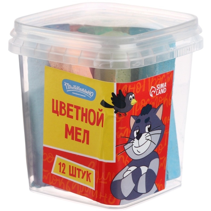 Набор цветных мелков Простоквашино, 12 штук, 10 цветов Набор цветных мелков Простоквашино, 12 штук, 10 цветов