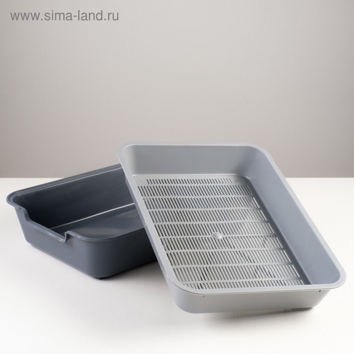 Туалет с сеткой Туалет с сеткой "Белла" для кошек, 37 х 27 х 8 см, серый