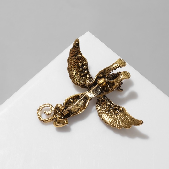 Брошь «Мантикора», цвет бежево-коричневый в чернёном золоте Брошь «Мантикора», цвет бежево-коричневый в чернёном золоте