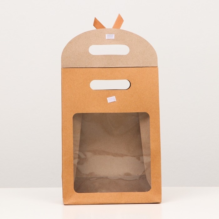 Коробка-пакет, крафтовая, с окном, 26 х 19 х 9 см Коробка-пакет, крафтовая, с окном, 26 х 19 х 9 см