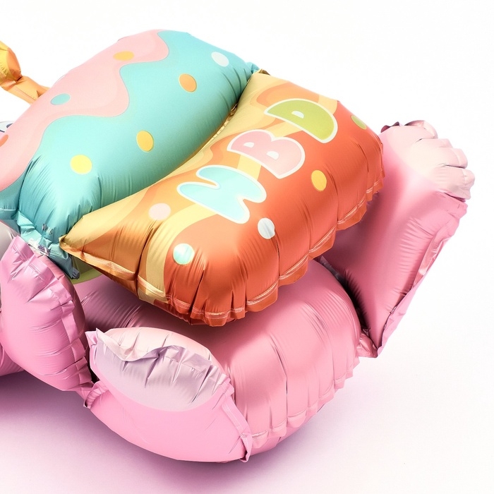 Шар фольгированный 37 Шар фольгированный 37" «Зайка с тортом», цвет розовый