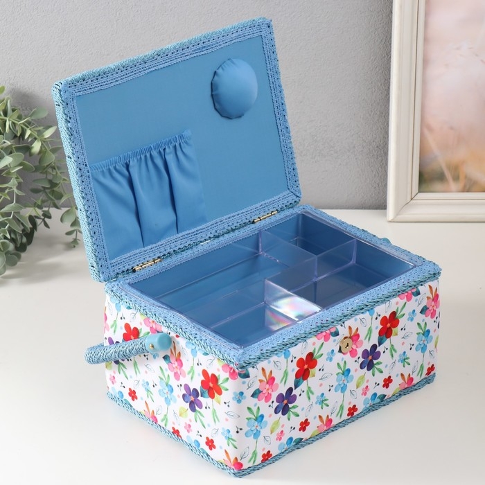 Шкатулка для рукоделия Шкатулка для рукоделия "Цветение на белом" 19х26х14,5 см