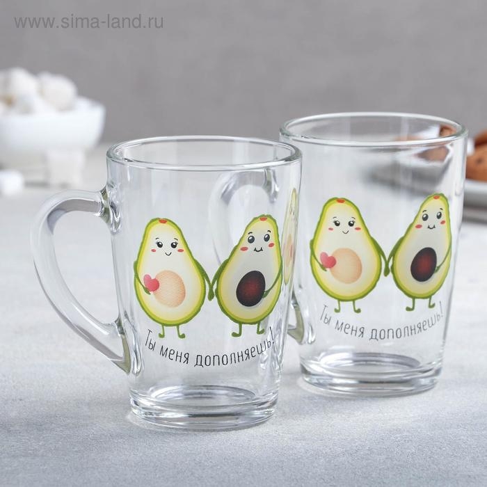 Набор кружек «Авокадо», 300 мл, в подарочной упаковке, 2 шт, рисунок МИКС Набор кружек «Авокадо», 300 мл, в подарочной упаковке, 2 шт, рисунок МИКС