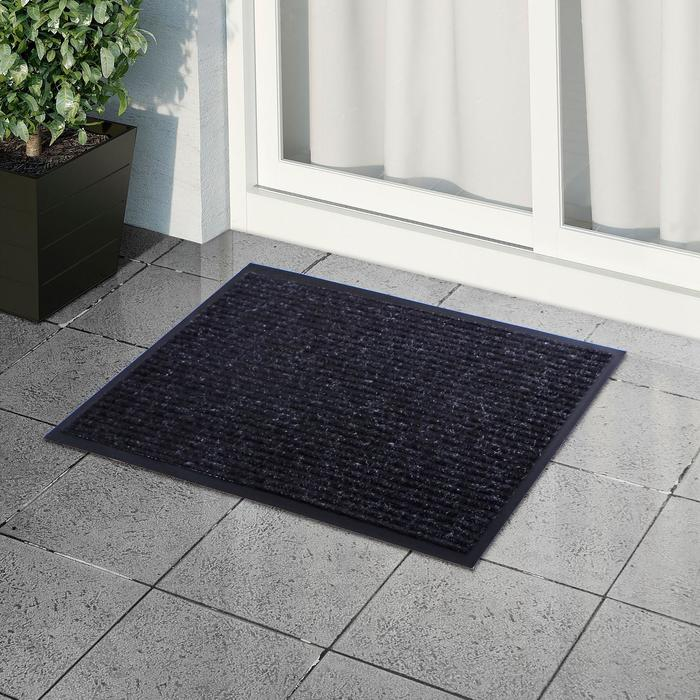 Коврик придверный влаговпитывающий, ребристый, «Стандарт», 50×80 см, цвет чёрный Коврик придверный влаговпитывающий, ребристый, «Стандарт», 50×80 см, цвет чёрный