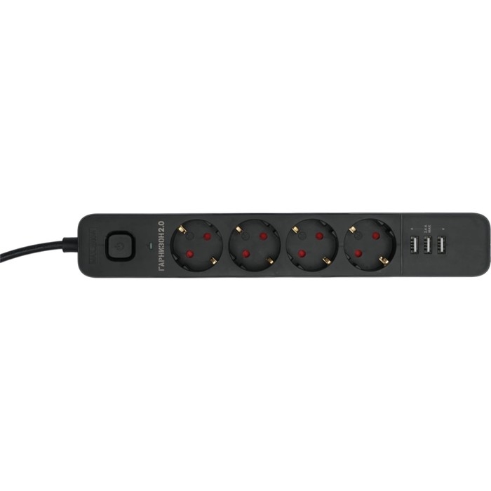 Сетевой фильтр Гарнизон 2.0 Мультипорт EPS-4-U3-B-2, 4 р, 10А, 3xUSB, 2м, ур.защиты 2+, черн 1034186 Сетевой фильтр Гарнизон 2.0 Мультипорт EPS-4-U3-B-2, 4 р, 10А, 3xUSB, 2м, ур.защиты 2+, черн 1034186