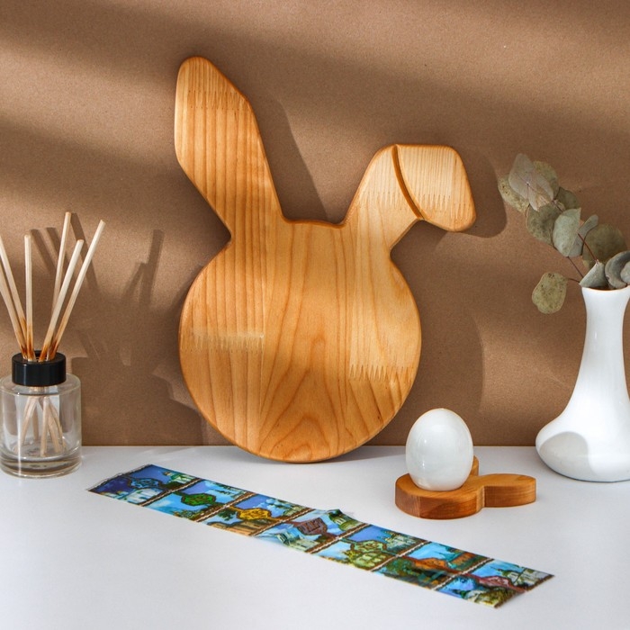 Пасхальный набор Adelica, подставка для яиц заяц 1 ячейка, сервировочная доска, термонаклейки 7 шт, берёза Пасхальный набор Adelica, подставка для яиц заяц 1 ячейка, сервировочная доска, термонаклейки 7 шт, берёза