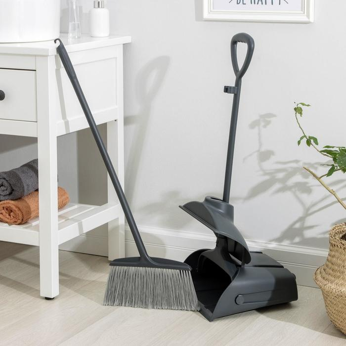 Щётка для пола, с совком-ловушкой, с крышкой, цвет серый Щётка для пола, с совком-ловушкой, с крышкой, цвет серый