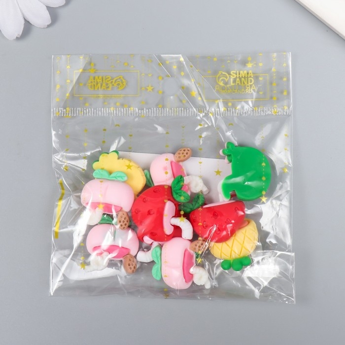 Декор для творчества пластик Декор для творчества пластик "Коктейль из фруктов" набор 10 шт 2,1х1,9 см