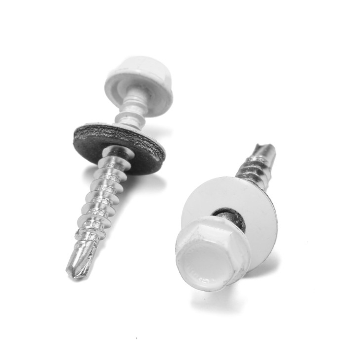 Саморезы кровельные 4,8х35 мм, RAL9003 цвет белый, 250 шт. Саморезы кровельные 4,8х35 мм, RAL9003 цвет белый, 250 шт.