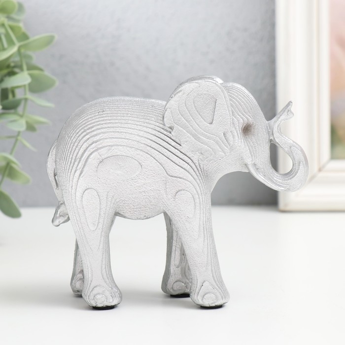 Сувенир полистоун Сувенир полистоун "Серебристый слон, узор" 12х5х10 см